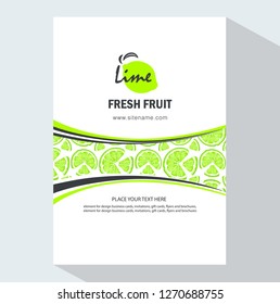 Packing template design of  lime. Vector illustration lime banners. Design for juice, tea, ice cream, lemonade, jam, natural cosmetics, sweets and pastries filled with lemon, dessert menu.