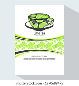 Packing template design of  lime. Vector illustration lime banners. Design for juice, tea, ice cream, lemonade, jam, natural cosmetics, sweets and pastries filled with lemon, dessert menu.