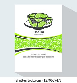 Packing template design of  lime. Vector illustration lime banners. Design for juice, tea, ice cream, lemonade, jam, natural cosmetics, sweets and pastries filled with lemon, dessert menu.