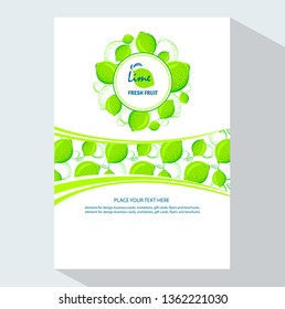 Packing template design of lime. Vector illustration lime banners. Design for juice, tea, ice cream, lemonade, jam, natural cosmetics, sweets and pastries filled with lemon, dessert menu.