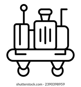 Packing trolley icon outline vector. Suitcase cart. Carry bag