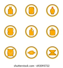 Packing type icon set. Cartoon set of 9 packing type vector icons for web isolated on white background