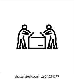 packing worker outline icon. factory activity line art illustration.
