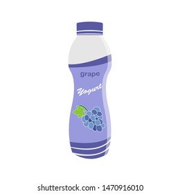 Packing yogurt with a teaspoon. Grape flavored yogurt. Vector illustration.