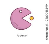 Packman vector filled outline Icon Design illustration. Gaming Symbol on White background EPS 10 File