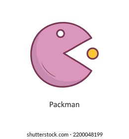Packman vector filled outline Icon Design illustration. Gaming Symbol on White background EPS 10 File