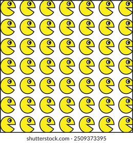 packman yellow pattern print cartoon