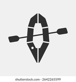 Packraft or rafting on the river. Vector icon