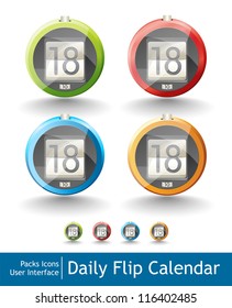 Packs icons user interface for mobile devices and web applications.  Daily Flip Calendar