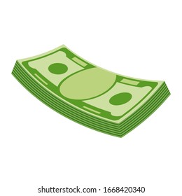 Packs of paper money. Bundle with cash bills. Keeping money in bank. Deposit, wealth, accumulation and inheritance. Flat vector cartoon money illustration. Objects isolated on a white background.