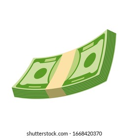 Packs of paper money. Bundle with cash bills. Keeping money in bank. Deposit, wealth, accumulation and inheritance. Flat vector cartoon money illustration. Objects isolated on a white background.
