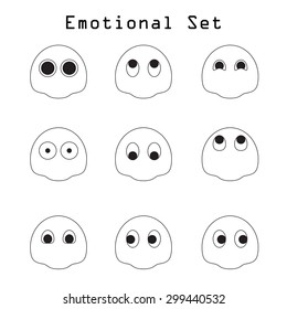 Pacman emotional eyes set with ghost