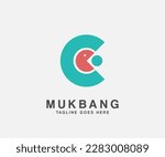 pacman icon isolated letter c logo design usable for mukbang or eating stream , food review chanel
