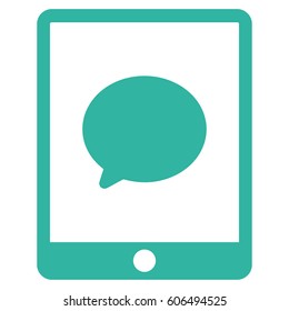 Pad Chat Message vector icon. Flat cyan symbol. Pictogram is isolated on a white background. Designed for web and software interfaces.