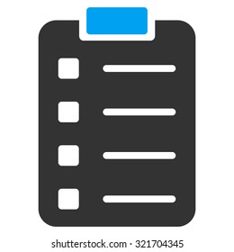 Pad Form vector icon. Style is bicolor flat symbol, blue and gray colors, rounded angles, white background.