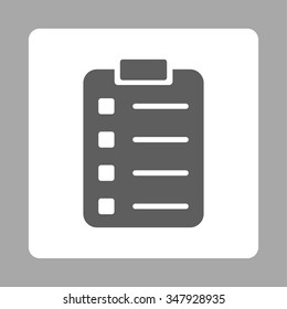 Pad Form vector icon. Style is flat rounded square button, dark gray and white colors, silver background.
