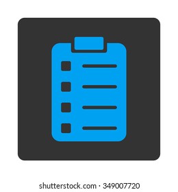 Pad Form vector icon. Style is flat rounded square button, blue and gray colors, white background.