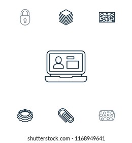 Pad icon. collection of 7 pad outline icons such as sponge, clip, paper, lock. editable pad icons for web and mobile.