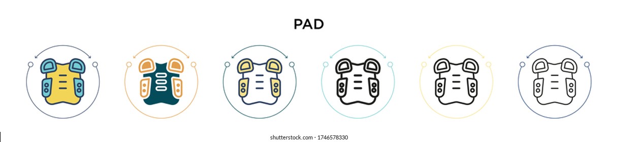 Pad icon in filled, thin line, outline and stroke style. Vector illustration of two colored and black pad vector icons designs can be used for mobile, ui, web