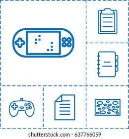 Pad icon. set of 6 pad outline icons such as sponge, clipboard, paper, notebook, portable game console