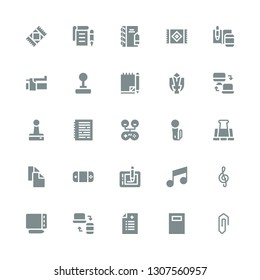 pad icon set. Collection of 25 filled pad icons included Clip, Notebook, Prescription, Responsive, Graphic tablet, Note, Gamepad, Copy, Paper clip, Joystick, Fighting game, Brake