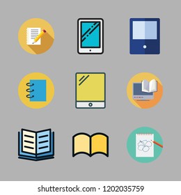 pad icon set. vector set about tablet, ebook and notebook icons set.