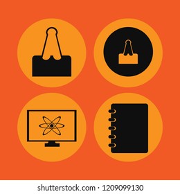 pad icon. pad vector icons set notebook, paper clip and atom monitor