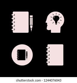 pad icon. pad vector icons set bulb head, notebook pencil and notebook