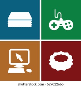 Pad icons set. set of 4 pad filled icons such as joystick, pointer on display