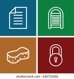 Pad icons set. set of 4 pad outline icons such as lock, sponge