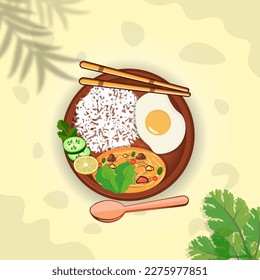 Pad KraPow Illustration Digital, Quality Watercolor Background With Premium Vector. Modern Isolated Delicious Pad Krapow Vector With Hi-Quality Watercolor Illustration.