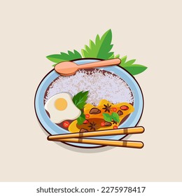 Pad Krapow Premium Vector, Digital, Best Colorful Asian Food Illustration recipe Design. Modern Isolated Delicious Pad krapow Vector With Hi-Quality Watercolor Colorful Illustration.