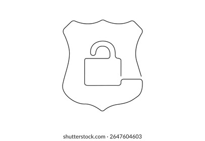 Bloqueio de almofada Ilustração contínua de desenho de uma linha, Desenho contínuo de uma linha de um cadeado. Ilustração de vetor de conceito de segurança, Desenho do símbolo de proteção de segurança.