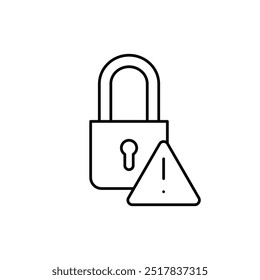 Bloqueo de almohadilla con marca de exlamación Diseño de Vector de icono de contorno delgado Bueno para el Web o el App móvil