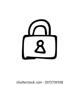 pad lock icon in vector. Logotype - Doodle