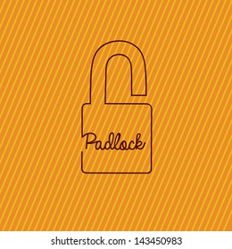 pad lock over orange background vector illustration