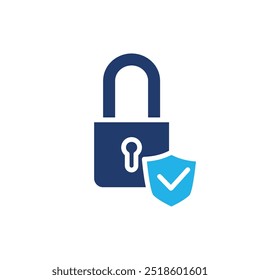 Bloqueo de almohadilla y escudo de color icono de diseño de Vector bueno para el Web o App móvil