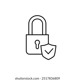 Bloqueo de almohadilla y escudo de diseño de Vector de icono de contorno delgado Bueno para el Web o el App móvil