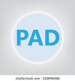 PAD (Peripheral artery disease) acronym- vector illustration