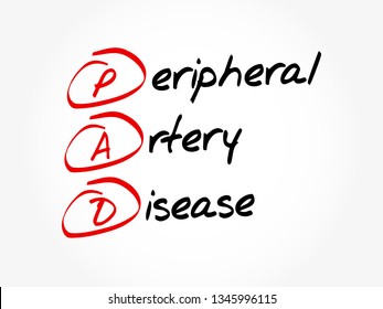 PAD - Peripheral Artery Disease acronym, health concept background