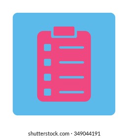 Pad Sheet vector icon. Style is flat rounded square button, pink and blue colors, white background.