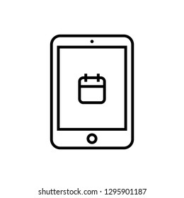 Pad Tablet Pocket Computer Device Gadget Mobile Outline Vector Simple Icon Symbol Sign Pictogram Calendar Date To Do