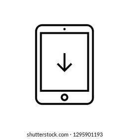 Pad Tablet Pocket Computer Device Gadget Mobile Outline Vector Simple Icon Symbol Sign Pictogram Download Upload Sync Data File