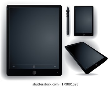 Pad, Tablet, touch screen,  phone, Electronics equipment (vector objects)