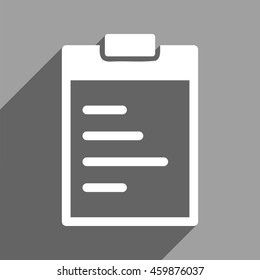 Pad Text long shadow vector icon. Style is a flat pad text white iconic symbol on a gray square background.