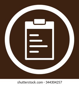 Pad Text vector icon. Style is flat rounded symbol, white color, rounded angles, brown background.