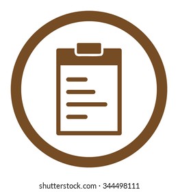 Pad Text vector icon. Style is flat rounded symbol, brown color, rounded angles, white background.