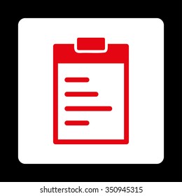 Pad Text vector icon. Style is flat rounded square button, red and white colors, black background.