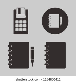 pad vector icons set. with pos terminal, notebook pencil and notebook in set