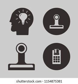 pad vector icons set. with pos terminal, bulb head and paper clip in set